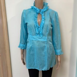 JCREW Drapey Ruffle Tie-neck Top NWT Size  T 8